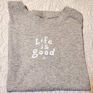 LIFE IS GOOD Crusher Gray Ladies  Tee, Size L, Excellent